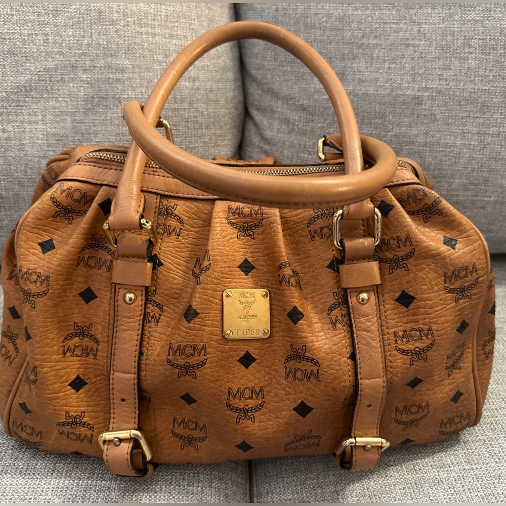 MCM Cognac Visetos Satchel Bag